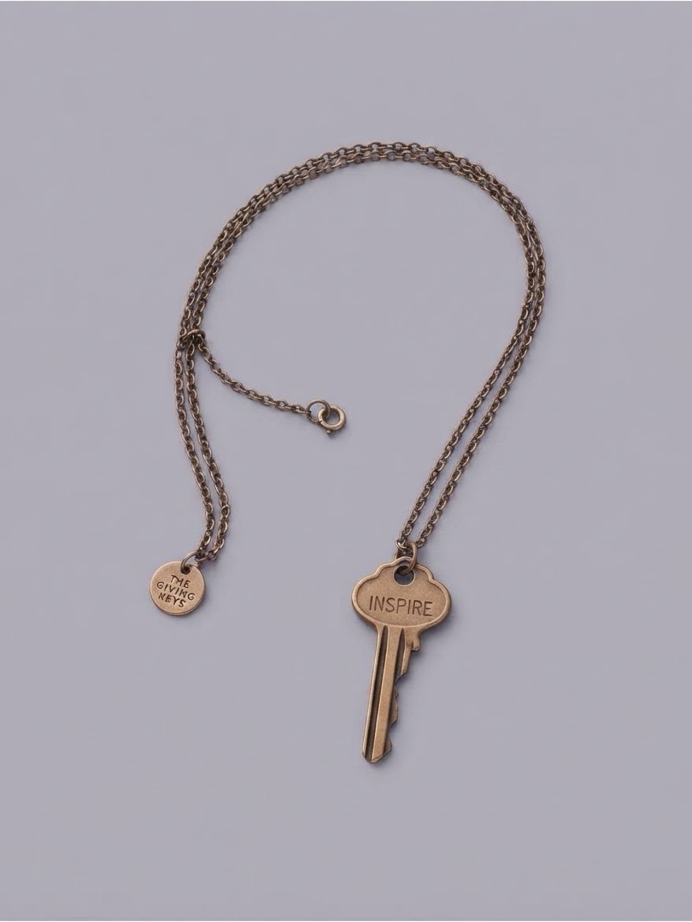 The Giving Keys Antique Gold 'INSPIRE' Key Necklace